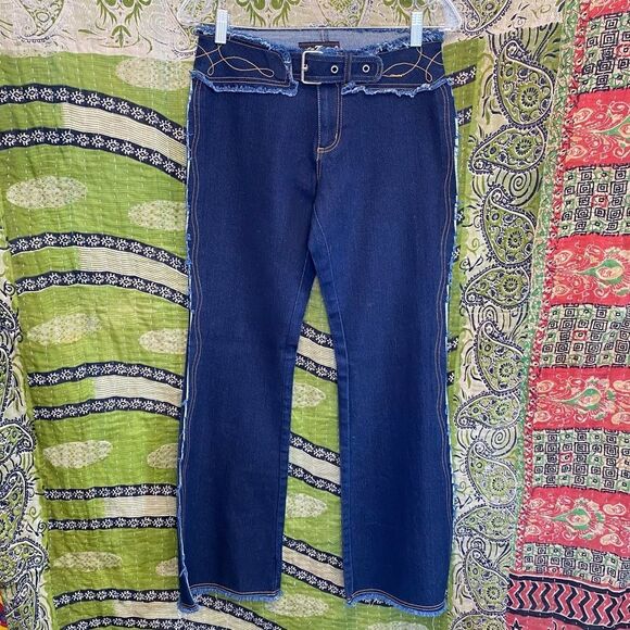 NWOT Deadstock Y2K Lazer Jeans Dark Wash Denim Flare Jeans Size 5 - Picture 1 of 16